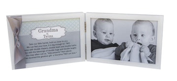 The Grandparent Gift Co. Grandma Of Twins Poem White Double Hinged 4 X 6 Photo Frame With Ribbon