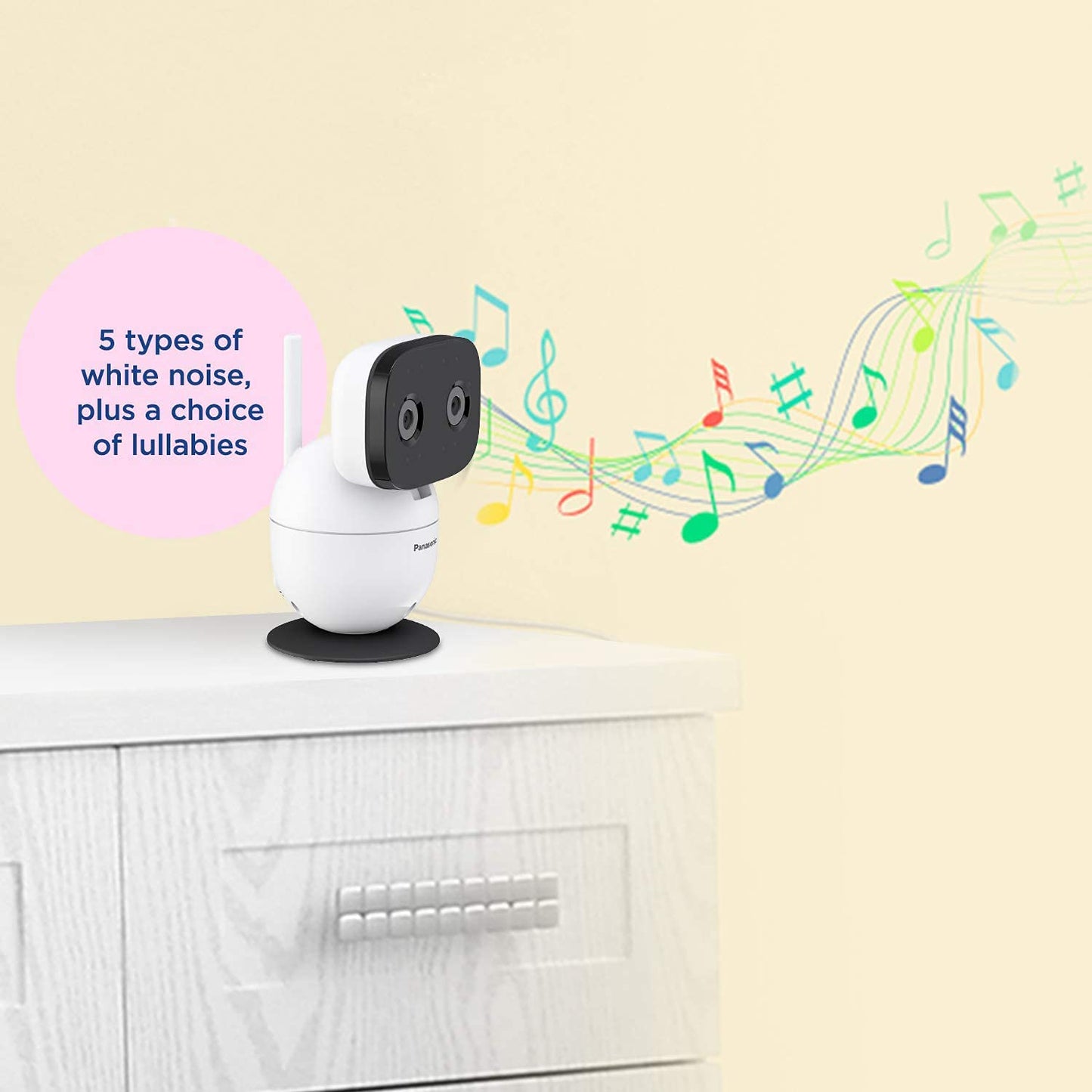 Panasonic Video Baby Monitor With Remote Pan/Tilt/Zoom, Extra Long Range, Secure Connection And Portable, 2 Way Talk & Lullaby O