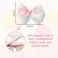 Lmymhmlm 2Pcs Lace Hair Bows For Girls, White Lace And Pink Hair Ribbons, Alligator Bow Hair Clips, Handmade Hair Accessories Fo