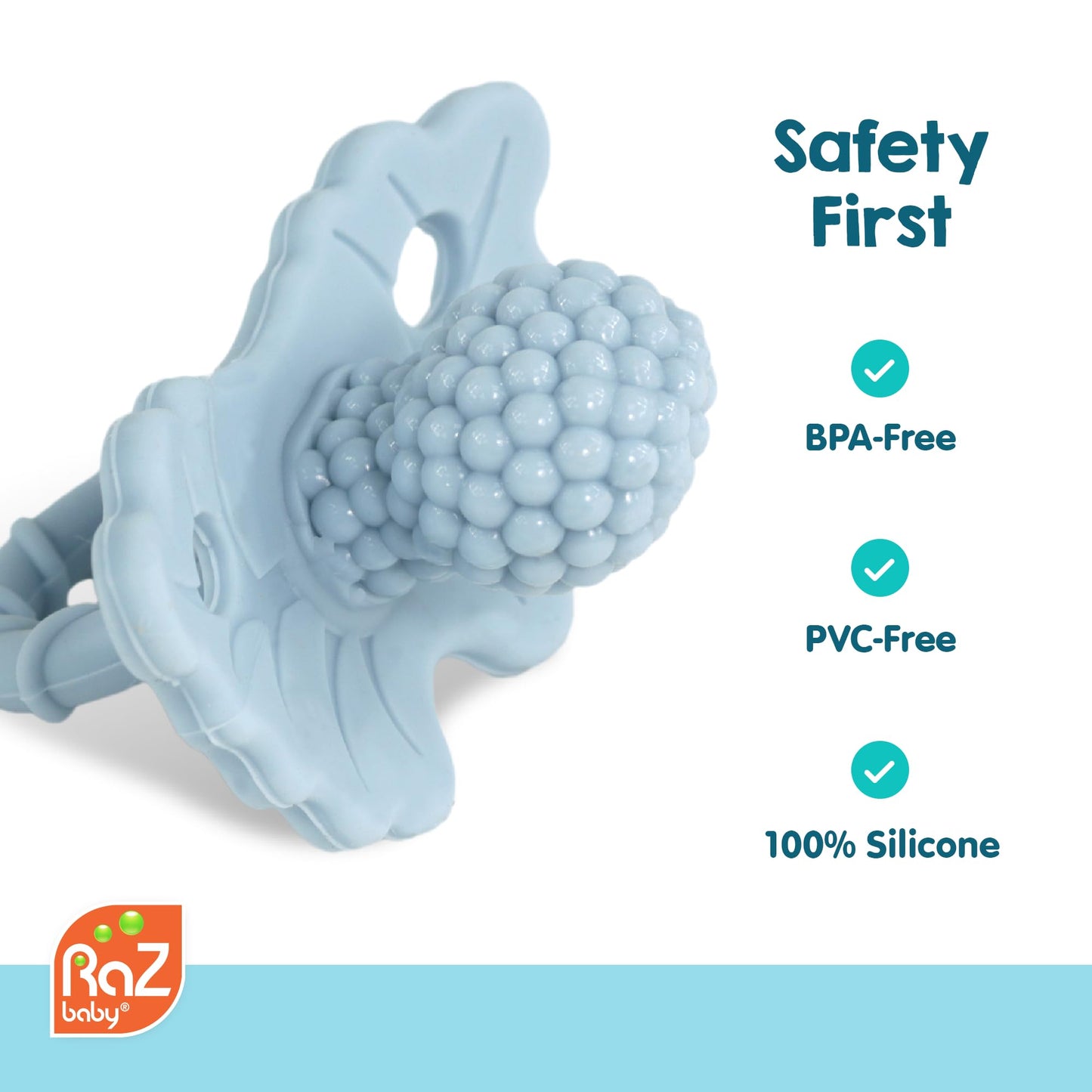 RaZbaby 2-Pack Silicone Berrybumps Baby Teething Toys - BPA Free, Hands Free Design, Teething Relief