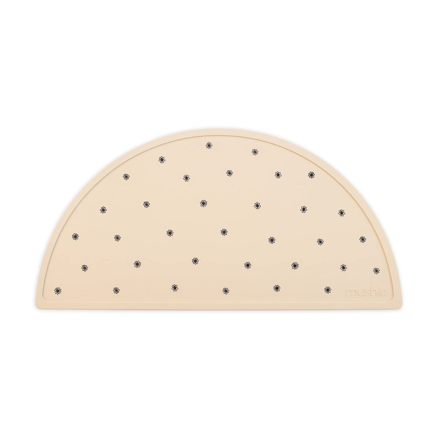 Mushie Silicone Placemat For Kids | Bpa-Free Non-Slip Design (Black Daisy)
