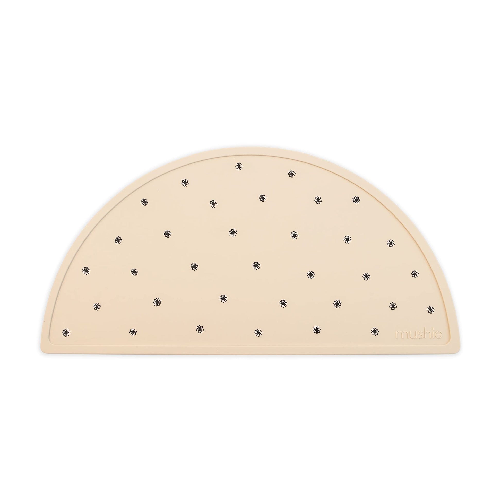 Mushie Silicone Placemat For Kids | Bpa-Free Non-Slip Design (Black Daisy)