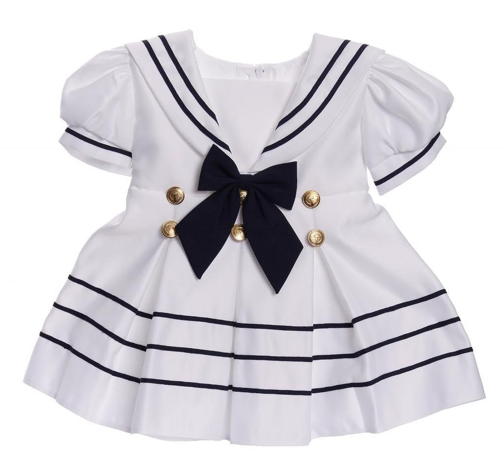 Igirldress Baby Toddler Girls Nautical Sailor Dress With Hat 6Mos White