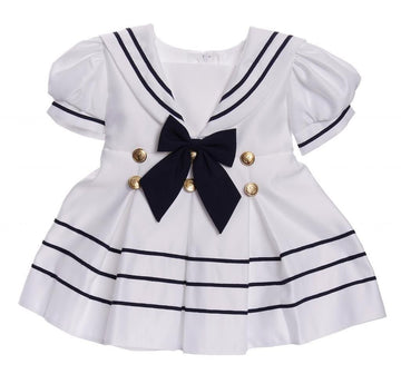 Igirldress Baby Toddler Girls Nautical Sailor Dress With Hat 6Mos White