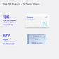 Coterie Baby Diapers + Wipes Baby Kit, Size Nb (186 Count) + 12 Wipe Packs (672 Wipes) Made With Plant Derived Fibers, Hypoaller