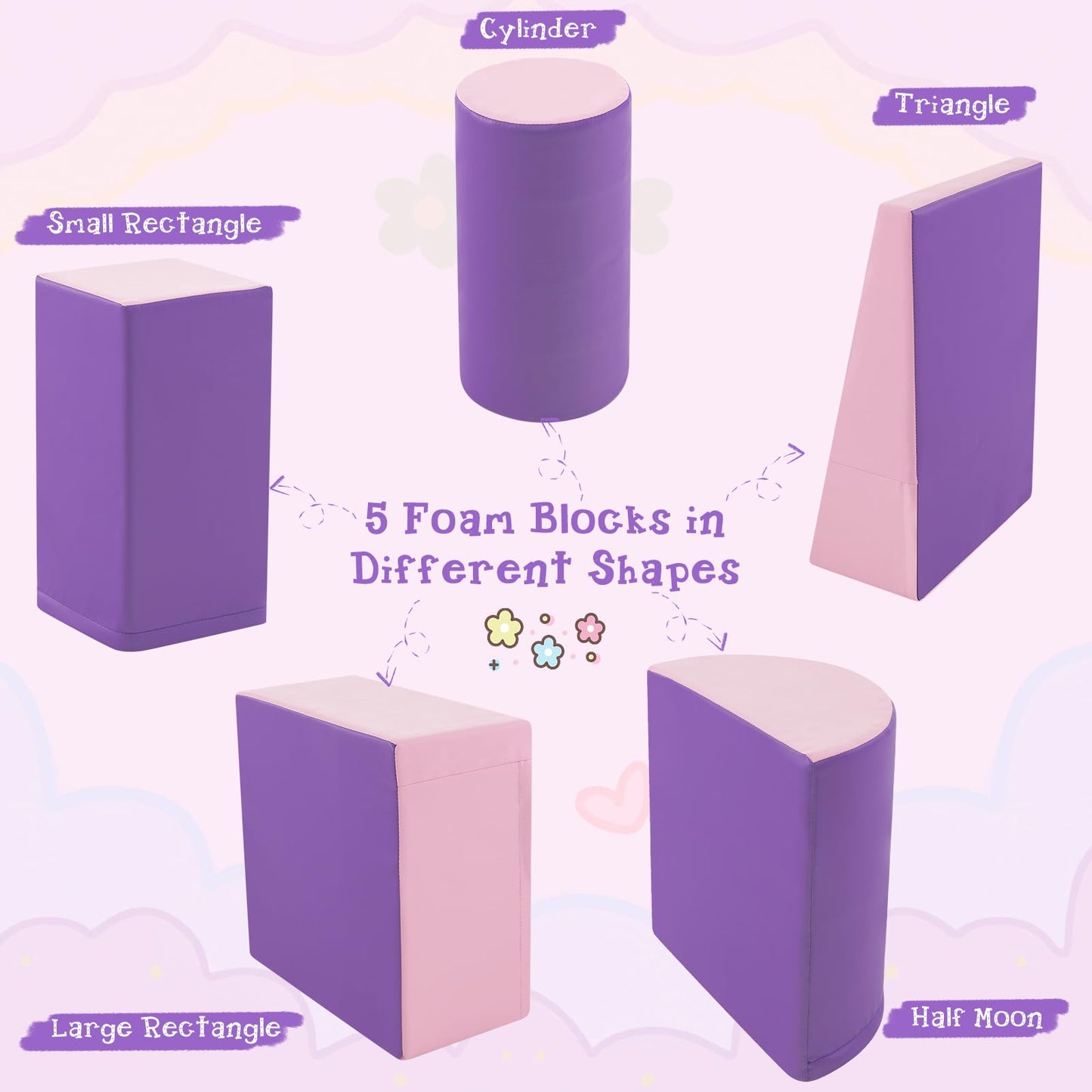 Costzon 5 Pieces Climbing Toys For Toddlers, Soft Foam Block Play Structures Infants Climbers For Child Development, Waterproof