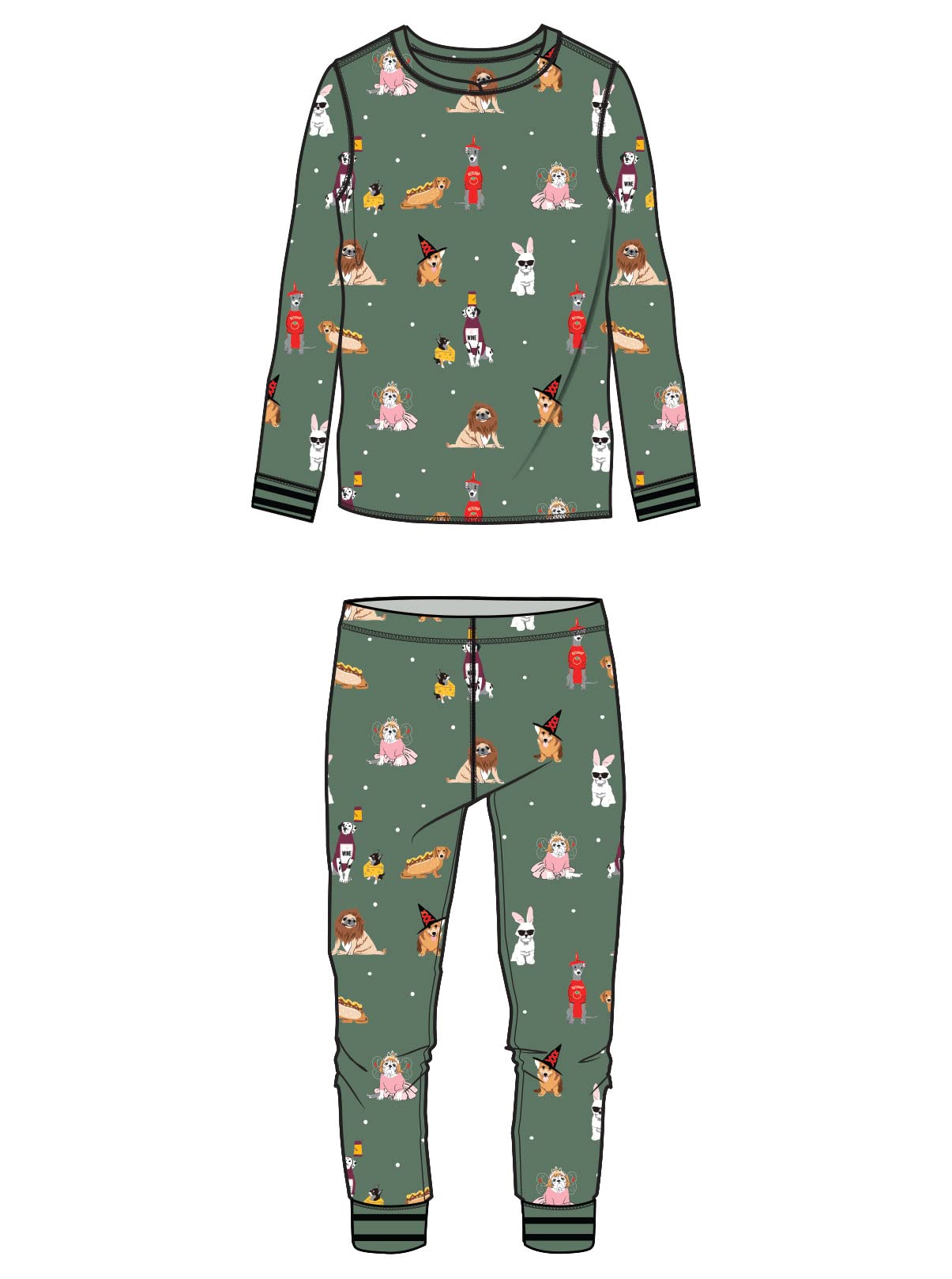 Pj Salvage Kids Unisex Baby Long Sleeve Kids Set My Dog Is My Boo Pajamas, Olive