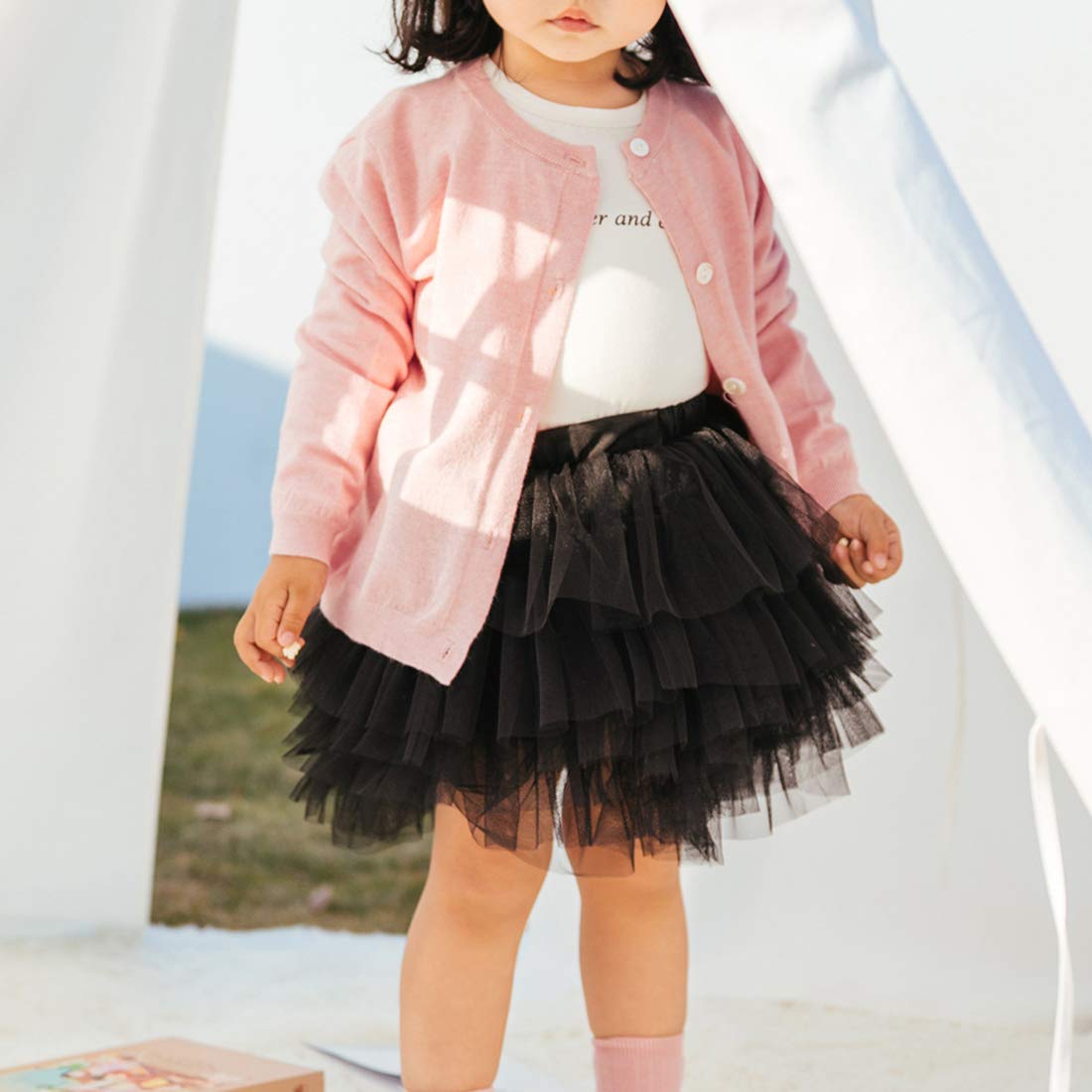 Colorful Childhood Baby Girls Tutu Skirt Toddler 6 Layered Tulle Tutus 1-8T Black Size 12-24 Months