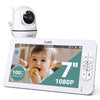 7  1080P Full HD Video Baby Monitor No WiFi,100 Hrs 5000mAh Battery Runs 4 Days,4X Zoom,Remote 355 Pan-Tilt,2-Way Talk with Temp