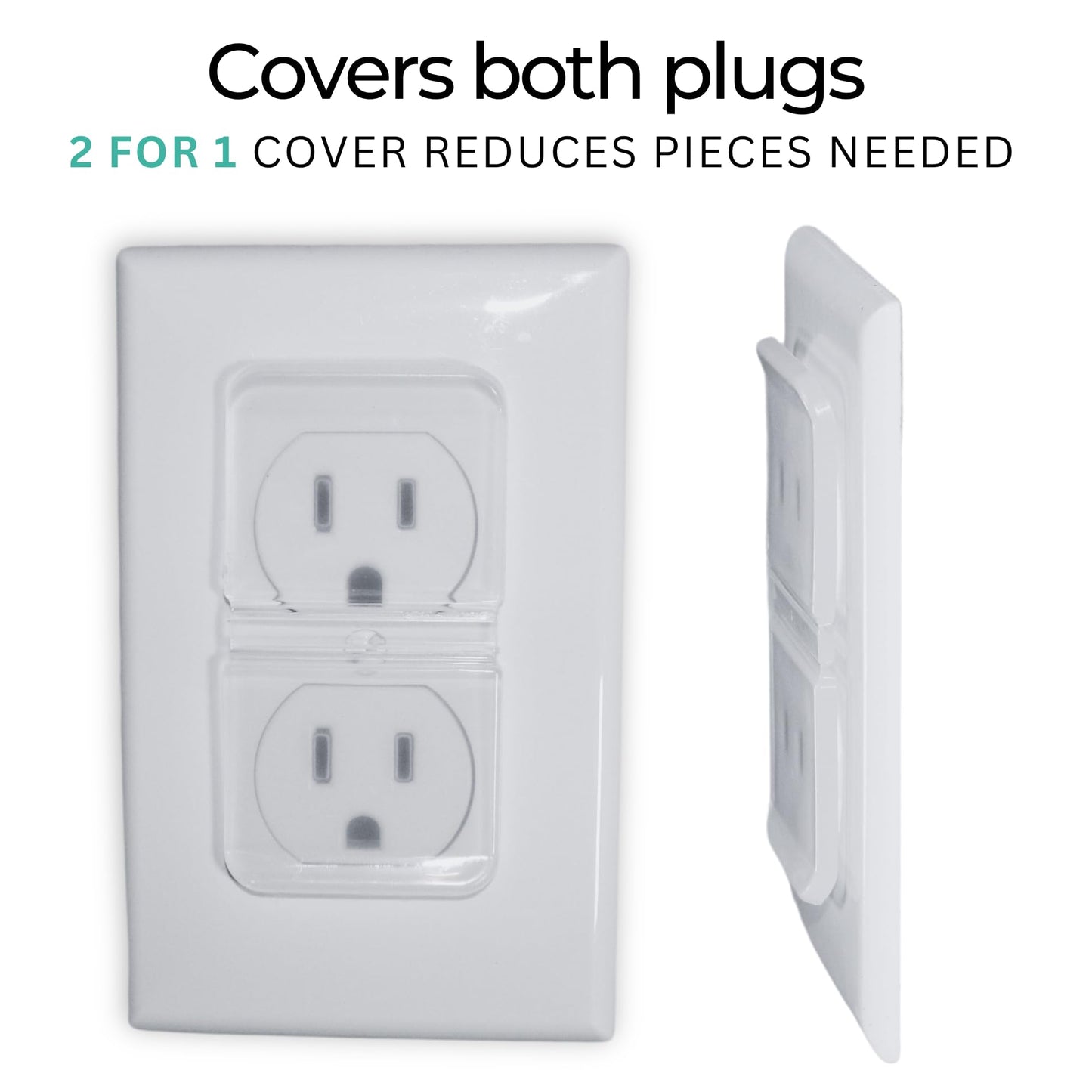 Clear Double Outlet Covers Baby Proofing (10 Pack, 20 Sockets) | Baby Proof Plug Covers For Electrical Outlets | Safe & Secure B