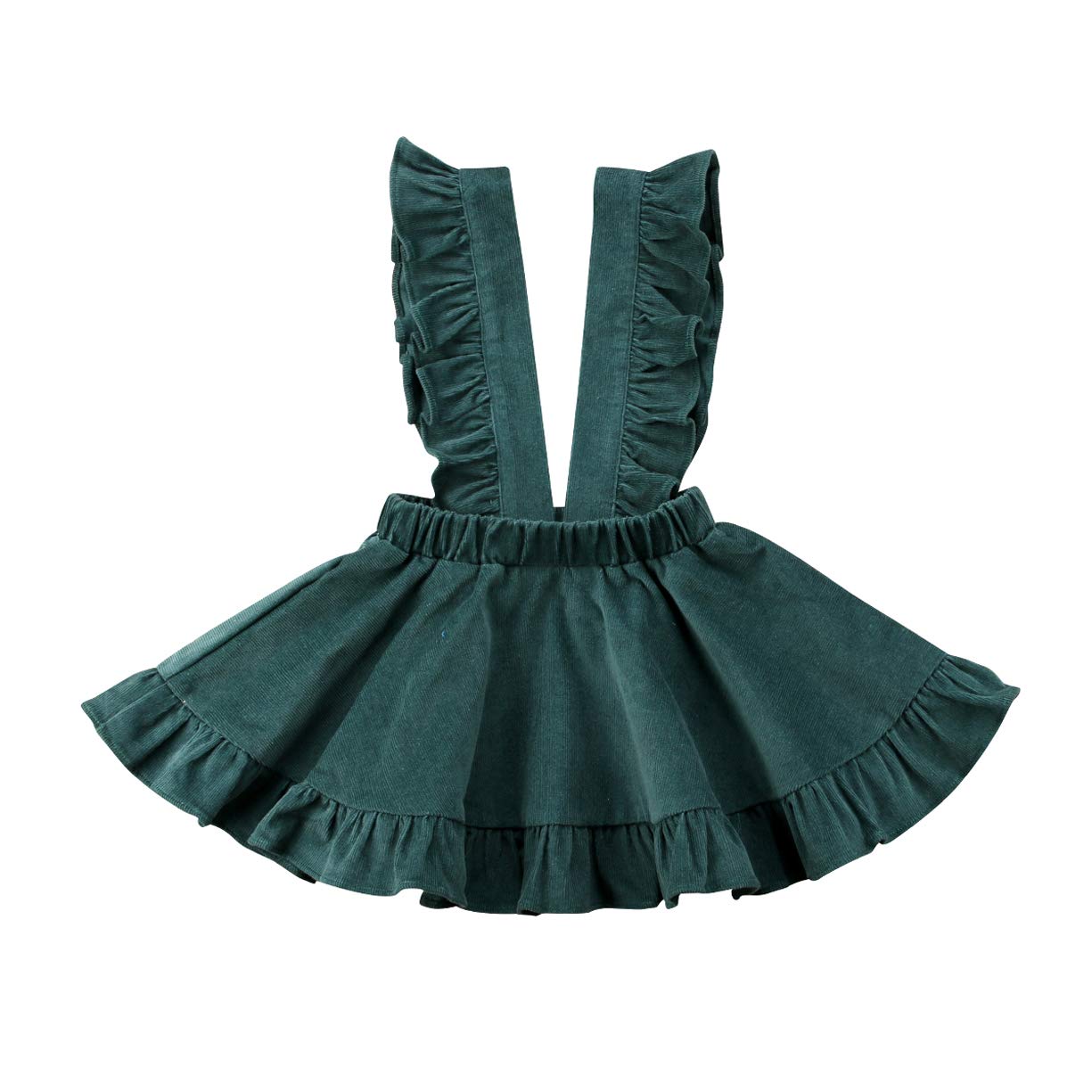 Vohawsa Toddler Baby Girl Velvet Backless Ruffle Strap Overalls Skirt Solid Sleeveless Suspender Tutu Dress Spring Summer Fall (
