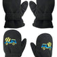 N'Ice Caps Baby Toddler Mittens Kids 2 Pairs Fleece Gloves Winter Warm Sherpa Lined (Black Trucks/Black Solid, 2-3 Years)