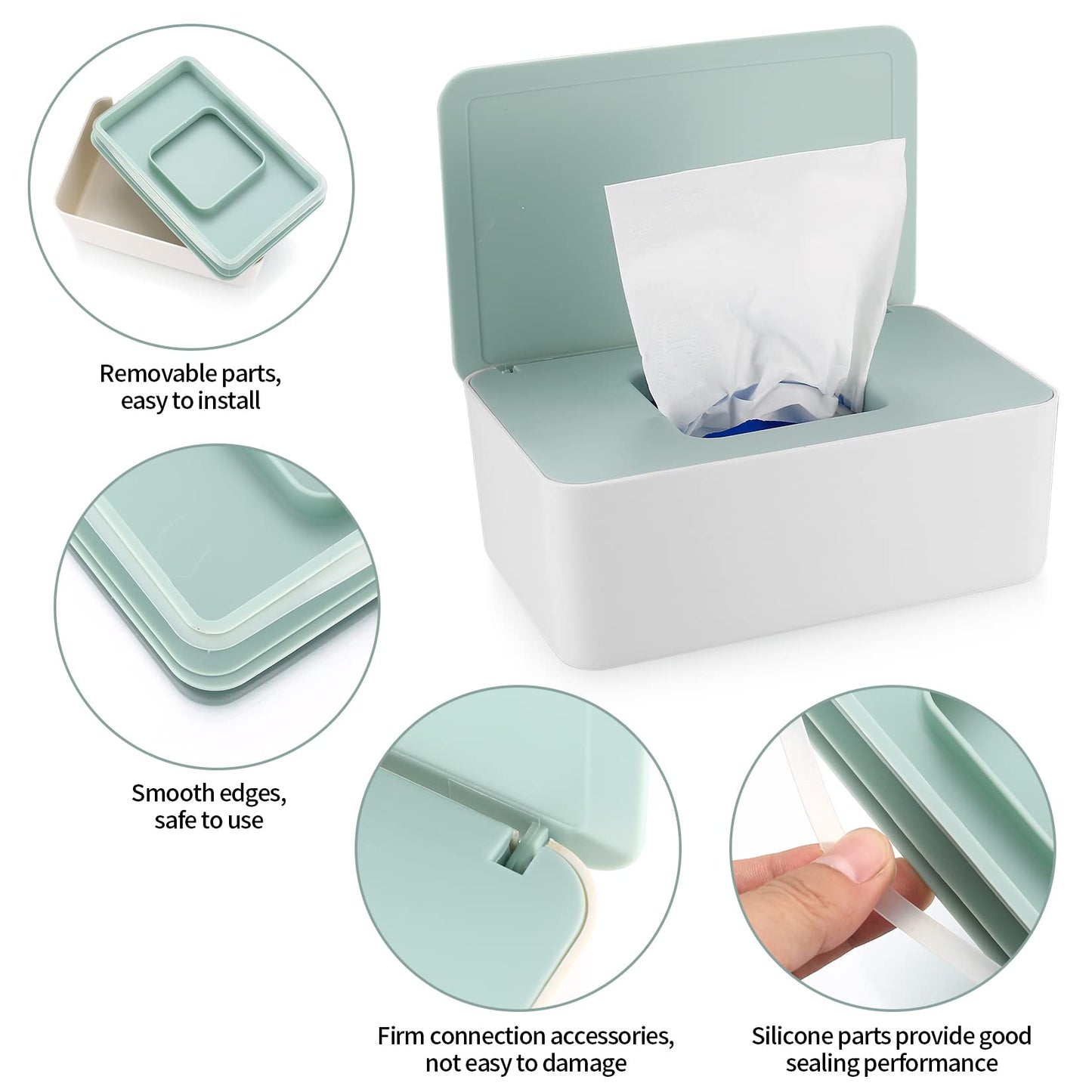 Xhjzgctech 2Pcs Diaper Wipes Dispenser, Refillable Wipe Container, Wipe Container With Sealing Design Lid, Keep Wipes Fresh,Wet