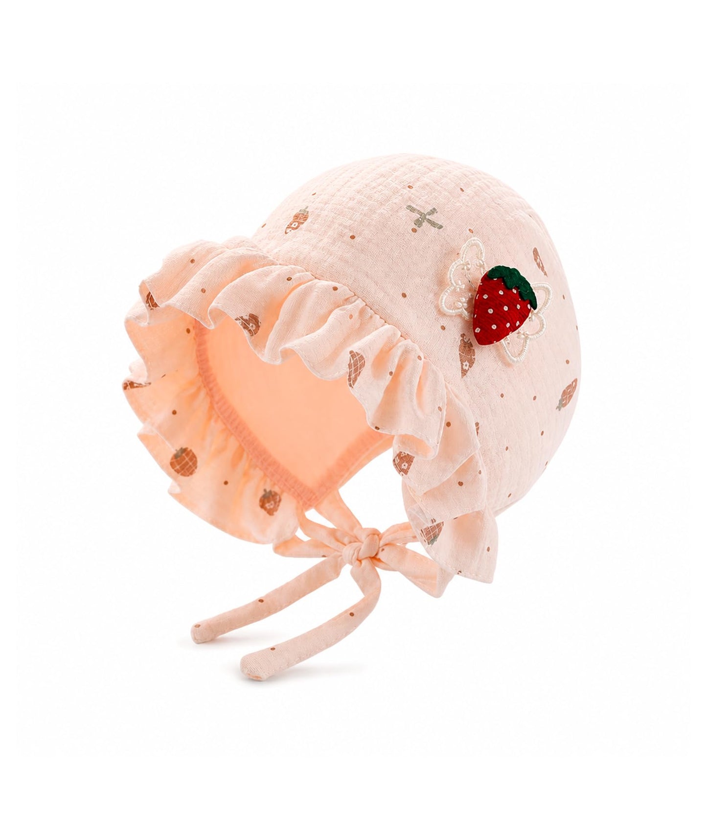Vayusrot Baby Cap 612 Months Baby Cap Strawberry Lace Baby Bonnet Infant Ear Protection Hat For Kids Girls Pink
