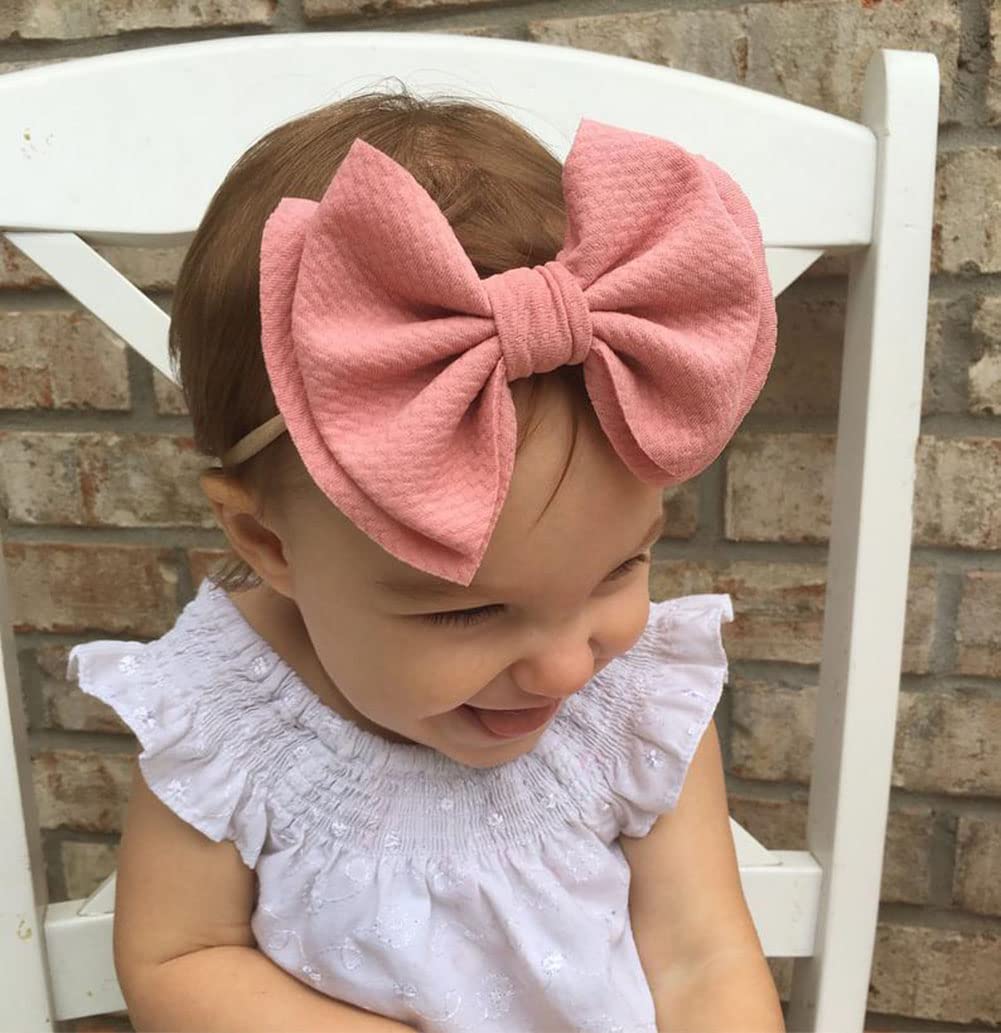 Koolgil Baby Girl'S 5 Inches Soft Double Bow-Knot Nylon Headband Toddler Headdress For Photography Party Festivals (3-Red Army G