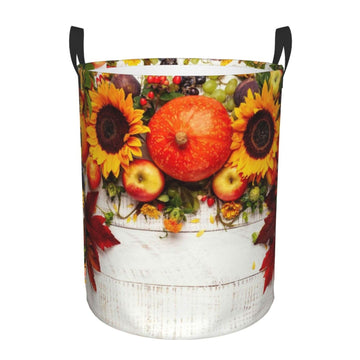 Pevtufa Thanksgiving Foldable Laundry Basket Organizer,Fabric Clothes Toy Storage Basket Nursery Hamper Storage Bin For Househol