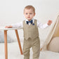 Disaur Baby Boy Formal Outfits Long Sleeve Infant White Shirt Khaki Vest Pants Bow Tie Baby First Halloween Outfit Boy 18 24 Mon