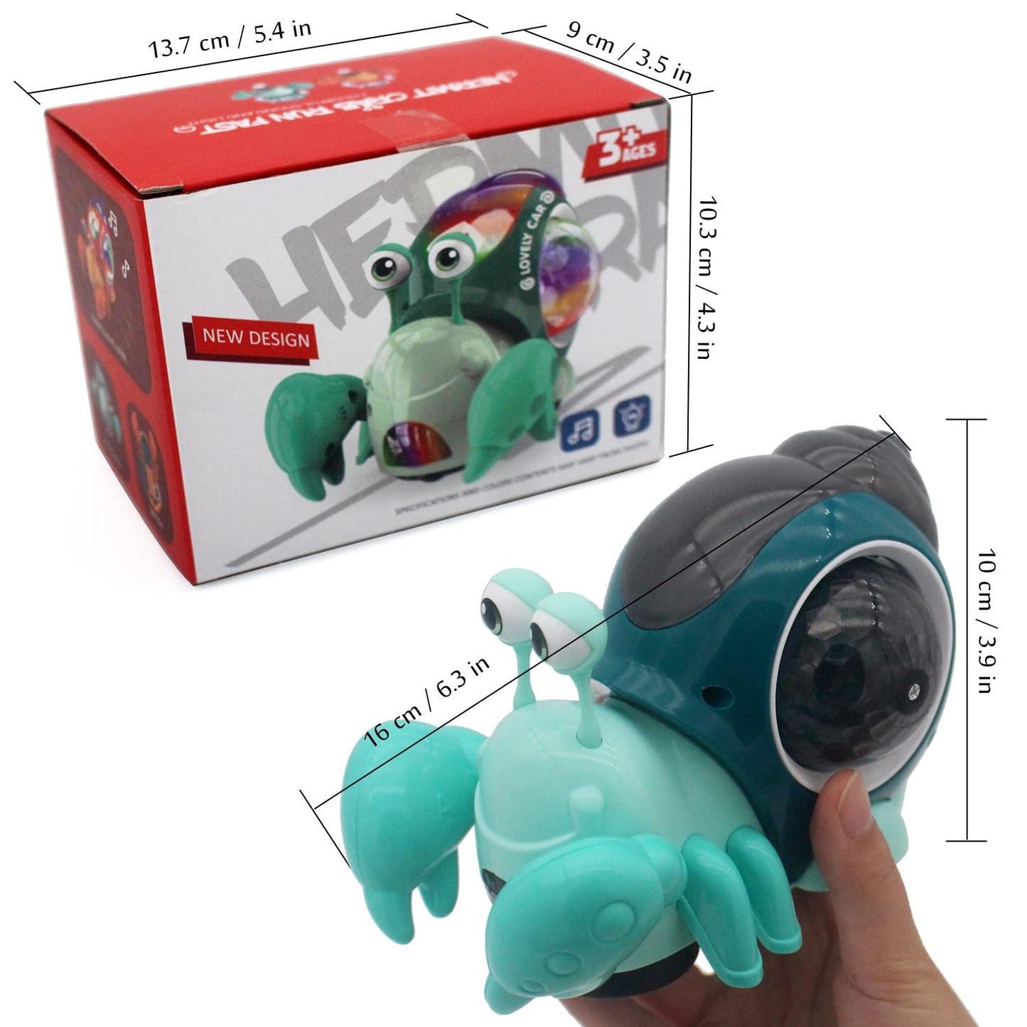 Tipmant Baby Toddler Electric Crab Cute Electronic Animal Vehicle Car Toy Crawl, Play Music, Luminous Light Kids Birthday (Green