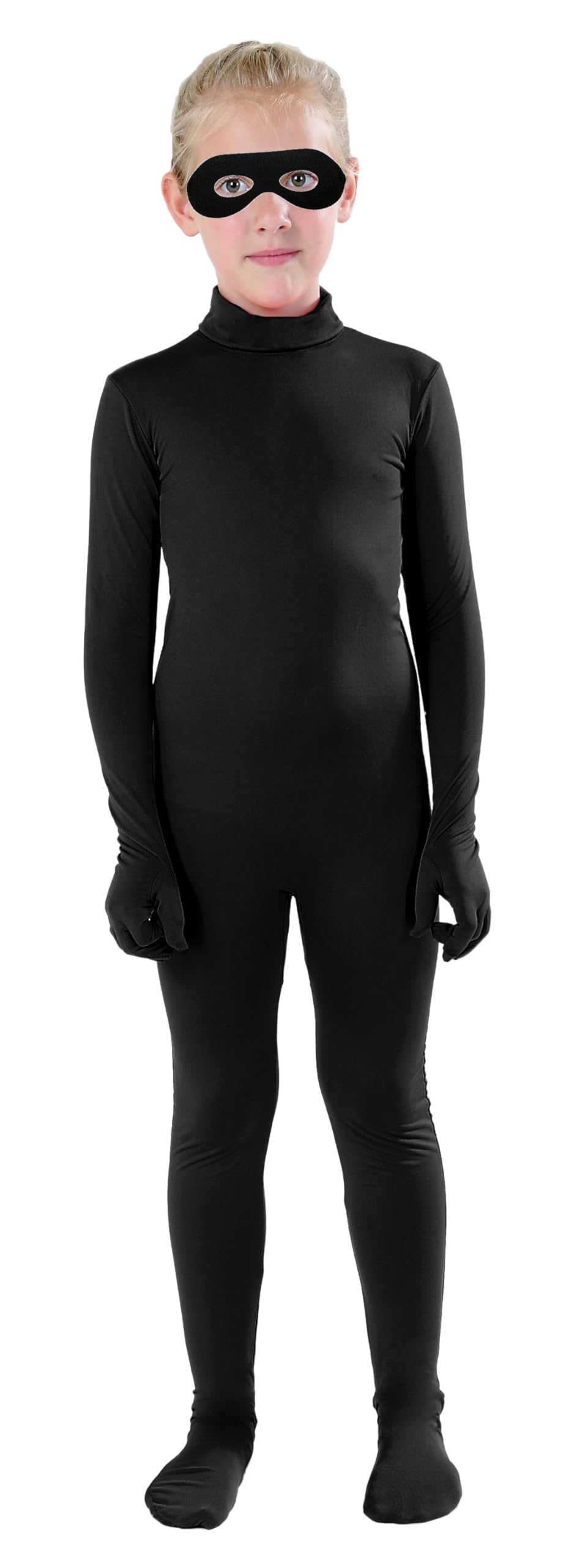 Full Bodysuit Kids Dancewear Solid Color Lycra Spandex Zentai Child Unitard (Medium, Black)