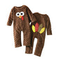 Viworld Baby Boy Girl Thanksgiving Romper Toddler Turkey Jumpsuit One-Piece Fall Winter Clothes (Brown, 0-6 Months)