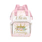 Personalized Baby Diaper Bag Backpack for Women, Custom Name Nursing Mommy Daypack, Diaper Bag for Girls Boys, New Mom Gifts (Cr