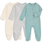 Aablexema Baby Footie Pajamas With Mitten Cuffs, Double Zipper Infant Cotton Clothes Sleeper Pjs, Footed Sleep Play (3-6M, Ivory
