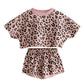 Toddler Baby Girls Leopard Print Summer Clothes Set T-Shirt And Short Pants 2Pcs Outfits (1-Pink, 1T)