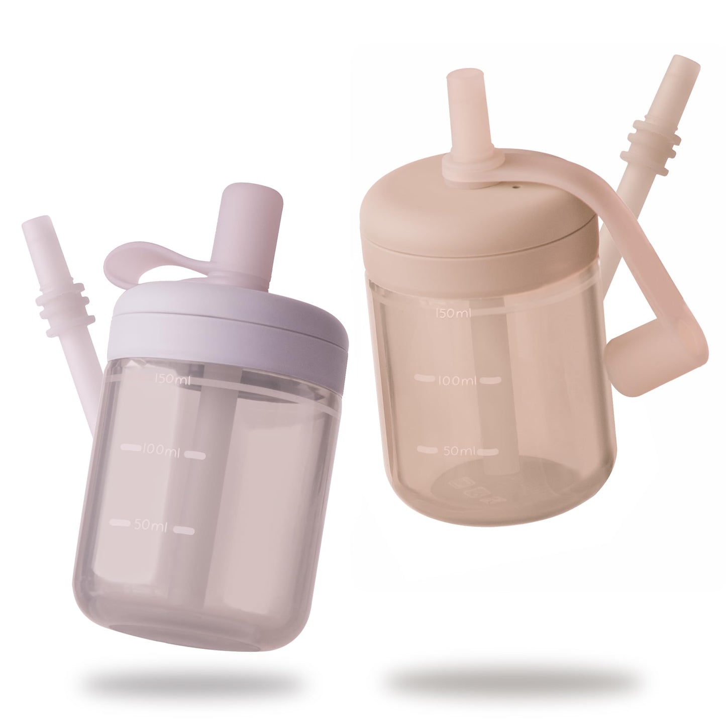 Moonkie Baby Straw cup | Silicone Toddler Sippy Cup Training Cup with Straw Lid | BPA-Free Drop-Proof Cup | Baby Led Weaning | 6