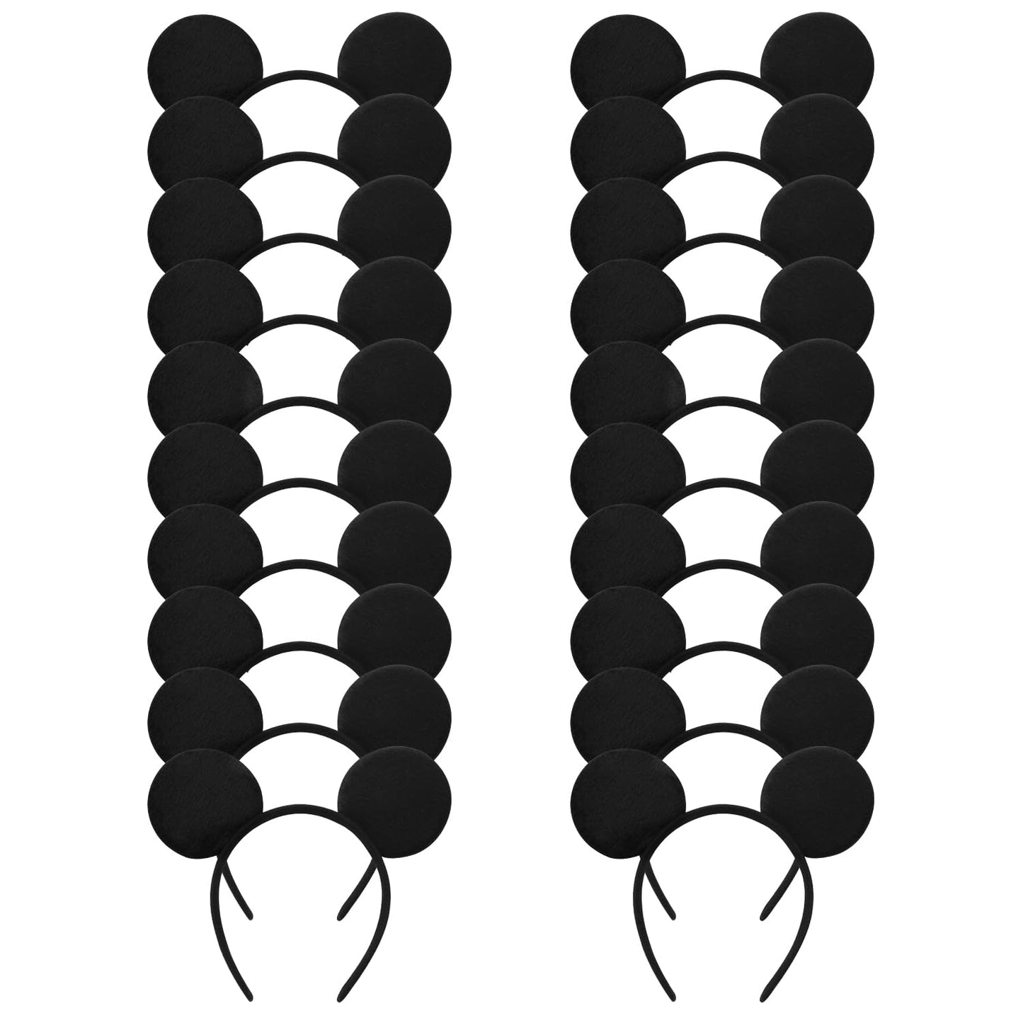 20 Pack Mouse Ears Solid Black Ears Headband For Birthday Party Supplies And Mouse Themed Costume Cosplay Decoration