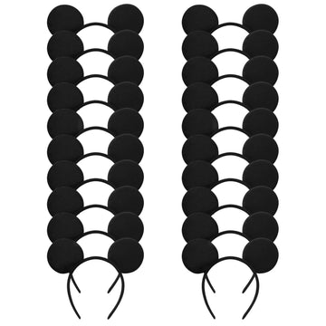20 Pack Mouse Ears Solid Black Ears Headband For Birthday Party Supplies And Mouse Themed Costume Cosplay Decoration