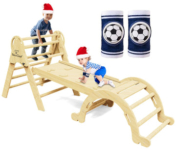 Doerpuz Pikler Triangle Set 7 In 1,Foldable Baby Climbing Toys Wooden,Toddler Climbing Toys Indoor,Climbing Toys For Toddlers 1-