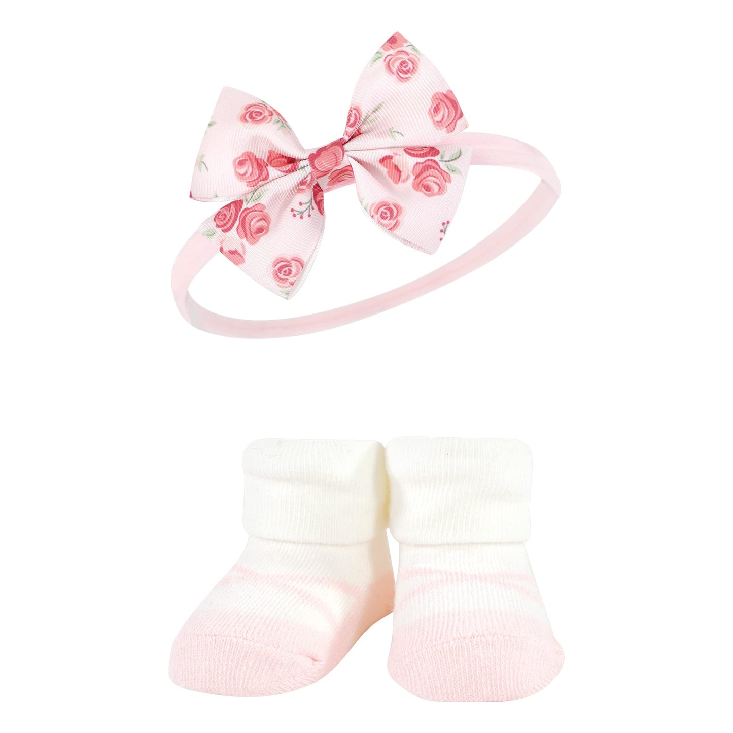 Hudson Baby Baby Girls' Headband And Socks Giftset, Blush Rose, One Size