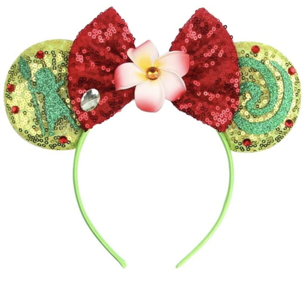 Clgift Moana Minnie Ears,Pick Your Color, Flower Minnie Ears, Summer Gilrly Minnie Ears, Rainbow Sparkle Mouse Ears,Classic Red