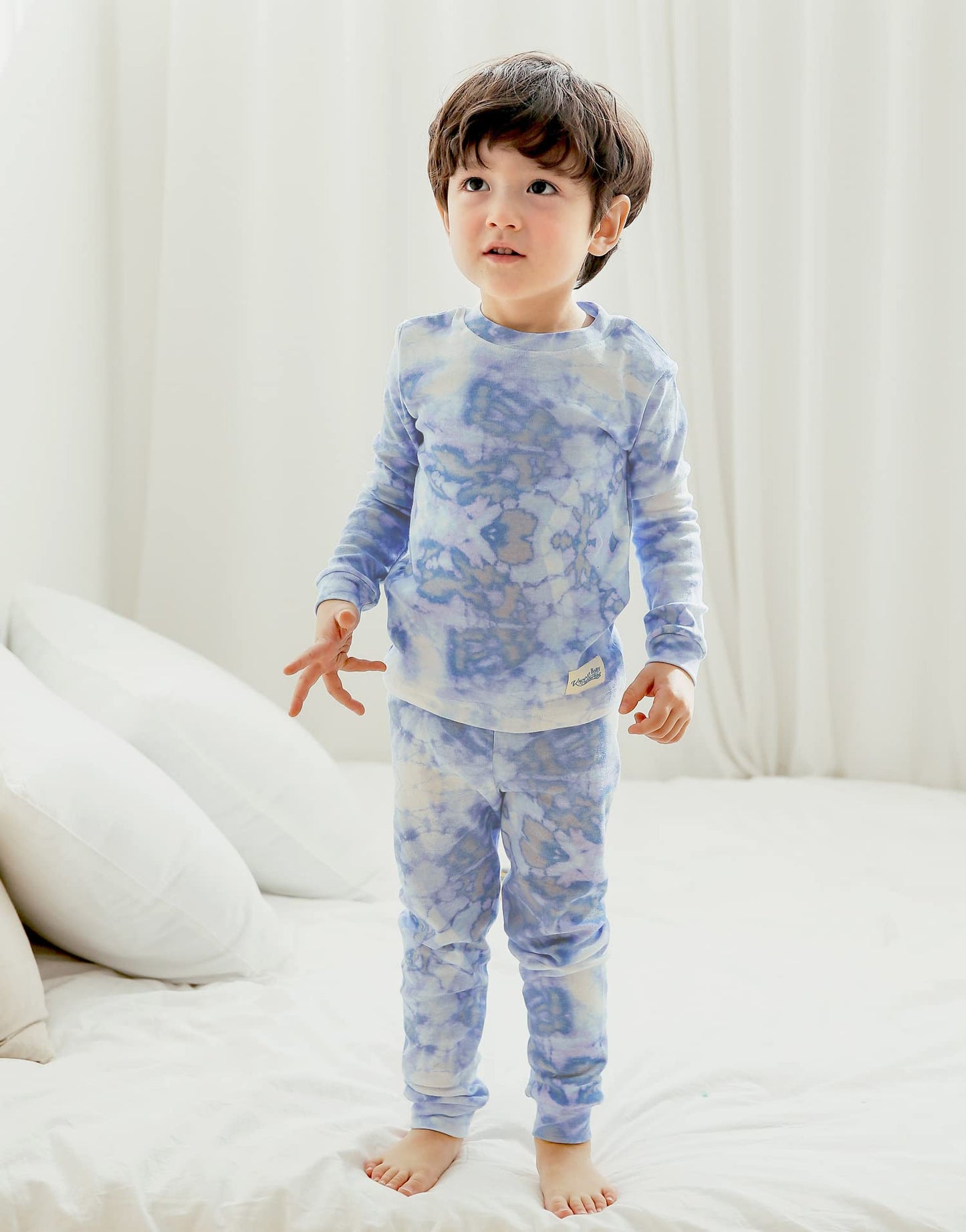 Vaenait Baby Kids Junior 100% Cotton Sleepwear Pajamas 2Pcs Set Tiedye-Warmblue-259 M