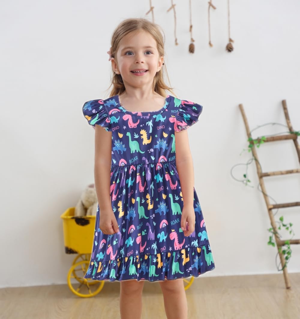 Zarmfly Girl Dinosaur Dress Kids Summer Dresses Back To School Outfits Dinosaur Clothes For Girls 5T