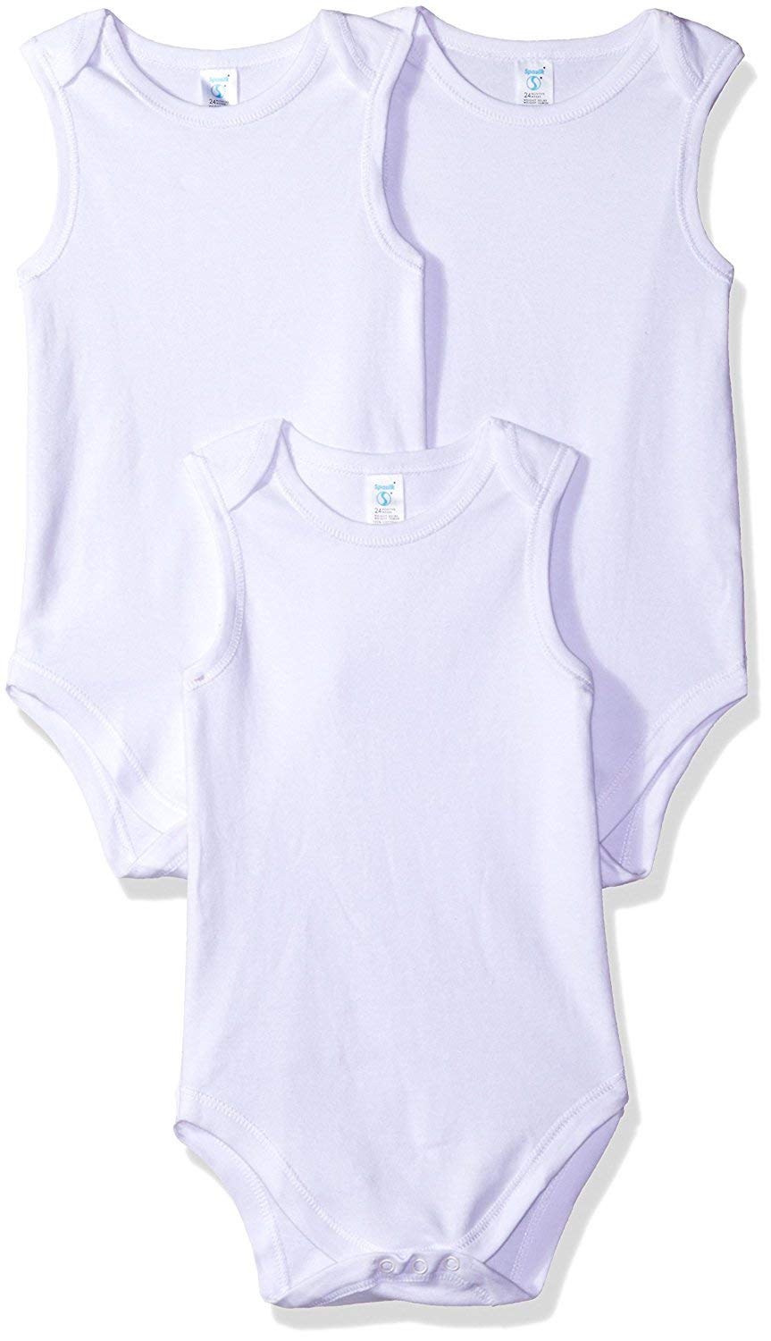 Spasilk UnisexBaby Infant Sleeveless Lap Shoulder 3Pack Bodysuit, White, 12 Months