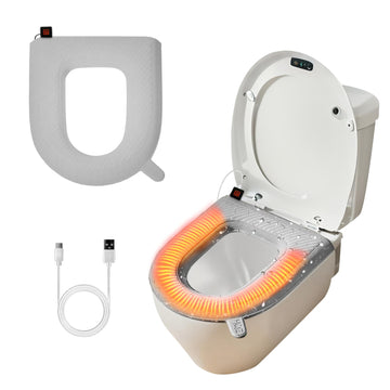 Peabownn Heated Toilet Seat Cover EASY-CLEAN - Waterproof USB-Powered (Non-Rechargeable) Warmer 3 Temperature Winter Toilet Seat