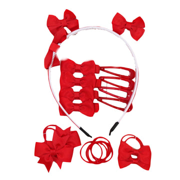 20Pcs Red Hair Accessories Set for Gilrs,Red Hair Bows Clips Barrettes Hairpins Baby Girls Hair Ties Ponytail Holders Headbands 