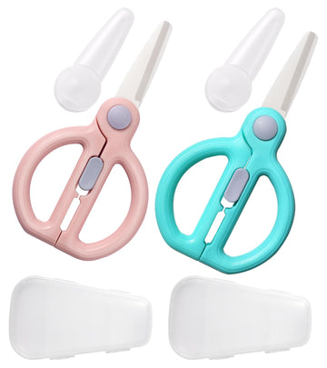 Artenny Ceramic Baby Food Scissors Kids With Travel Case, Toddler Scissors With Safety Lock, Ideal For Pizza, Meats, Noodles, Ve
