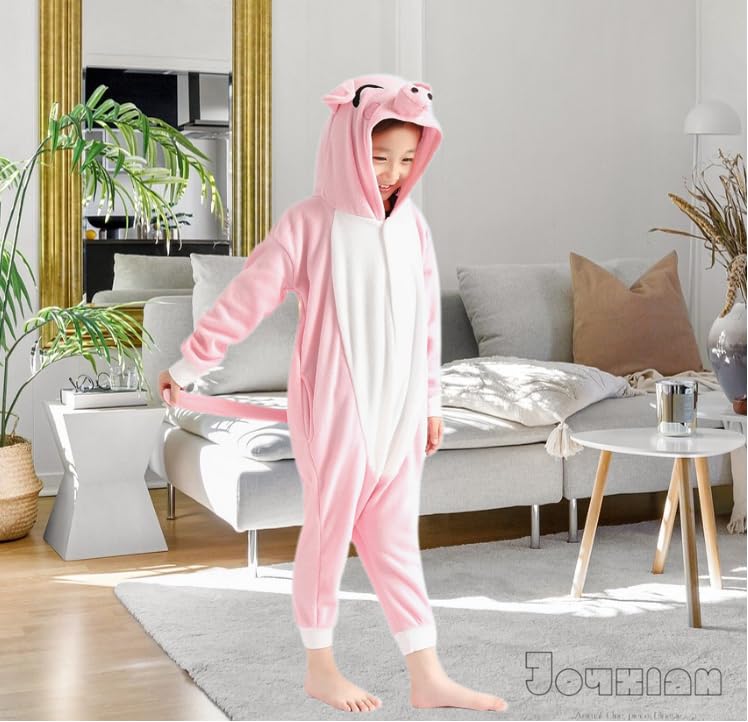 Joyxiam Kids Animal Pig Onesie One Piece Pajamas Halloween Christmas Cosplay Costume Cartoon Pjs (5T