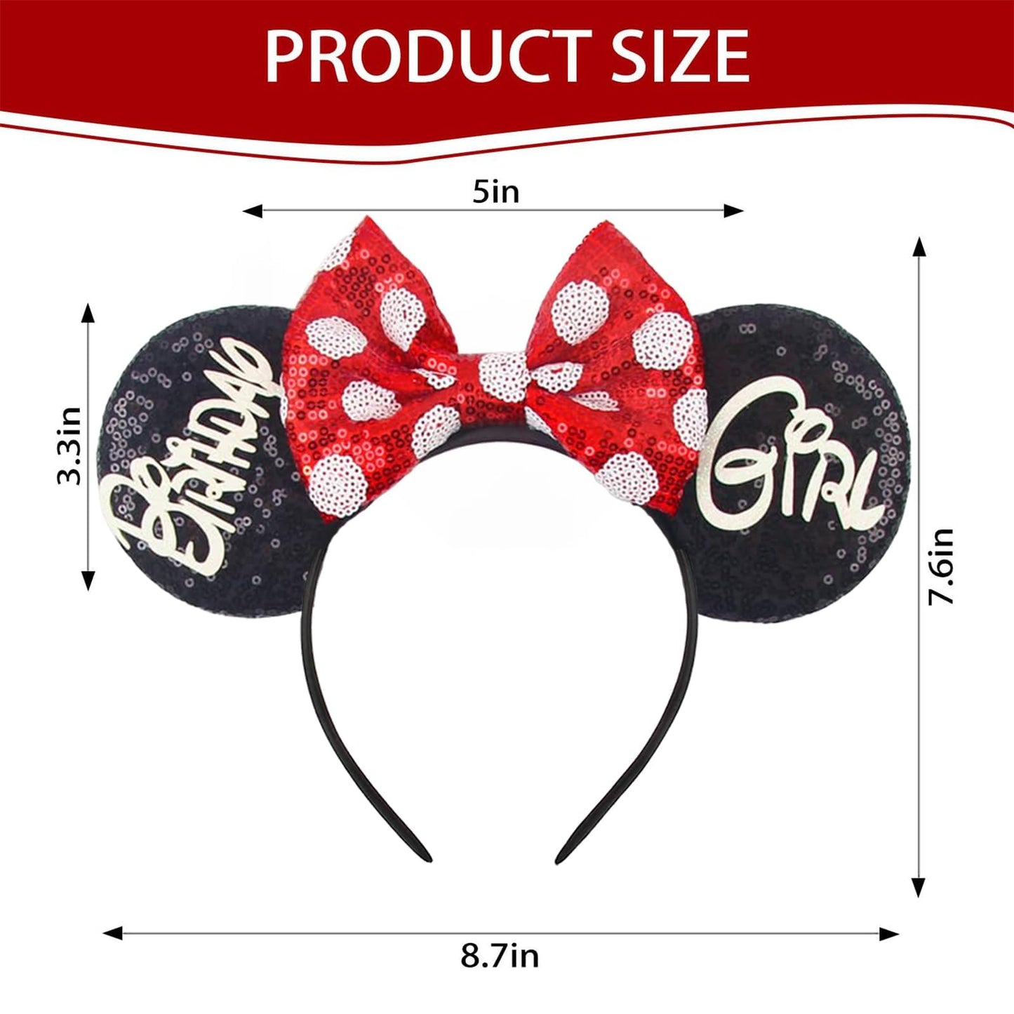 Razko Minnie Ears Headband, Rose Gold Mouse Ears,Iridescent Minnie Ears, Silver Blue Rainbow Mouse Ears, One Size Fit All (Birth