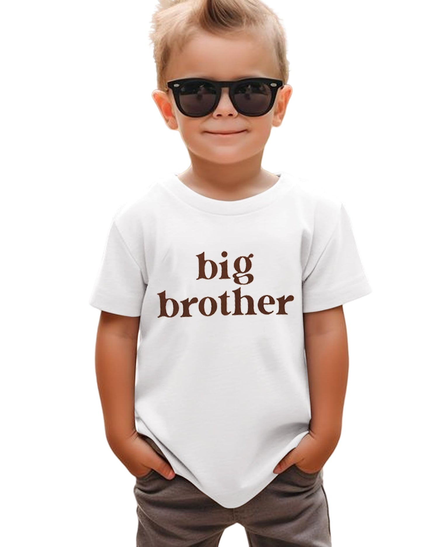 Sanixjoo Big Brother Shirt For Toddler Baby Boy Promoted To Big Brother Announcement T-Shirt Kids Summer Short Sleeve Tees(White