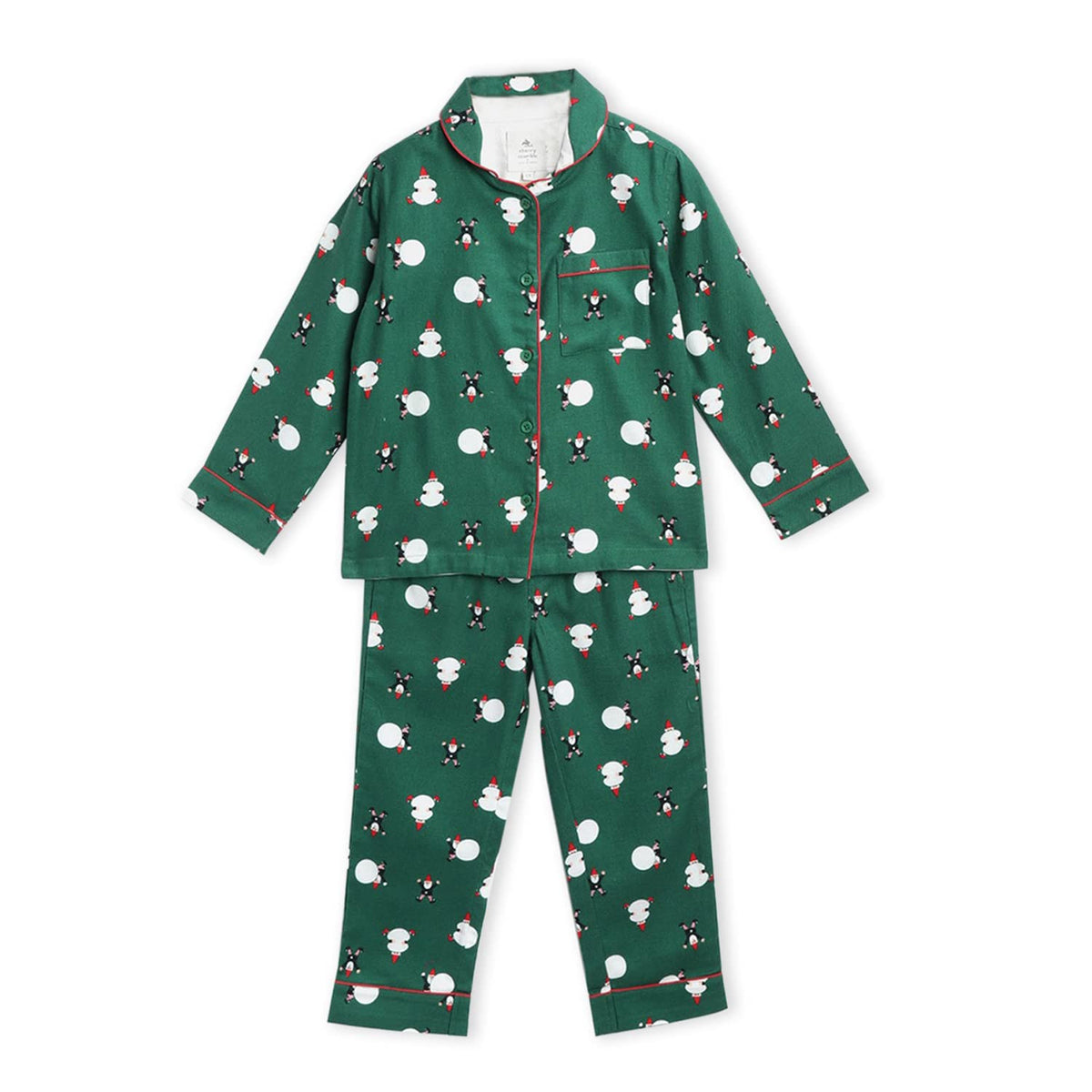 Cherry Crumble Twill Rayon Cotton Green Digital Prints Full Sleeves Boys & Girls Casual Happy Summer Sleepwear/Pj Set/Pyjama Set