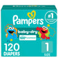 Pampers Diapers - Baby Dry - Size 1, 120 Count, Absorbent Disposable Infant Diaper (Packaging May Vary)