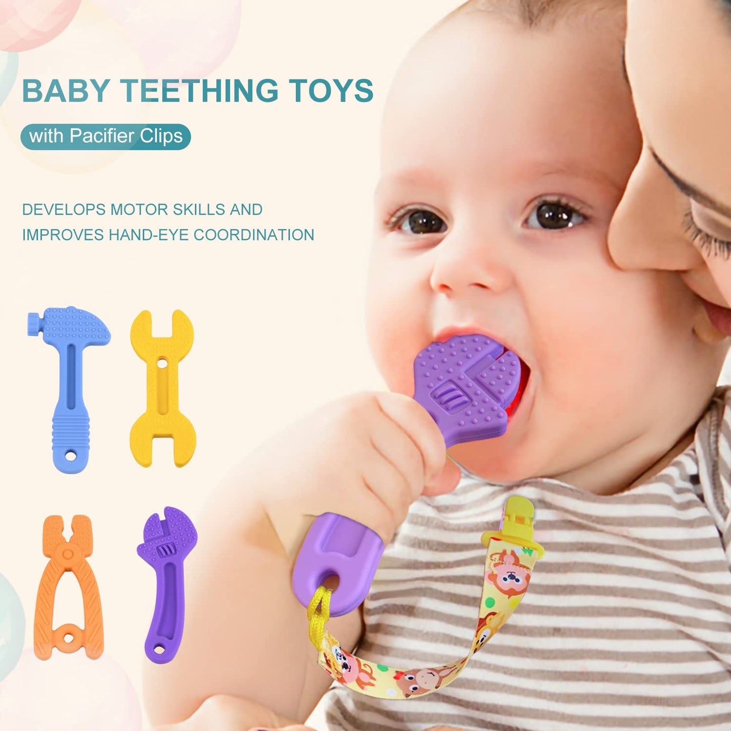 Teething Toys for Babies 3-6 Months 6-12 Months, Baby Teething Toys, Silicone Baby Teether Toys, Baby Chew Toys, Molar Teether,