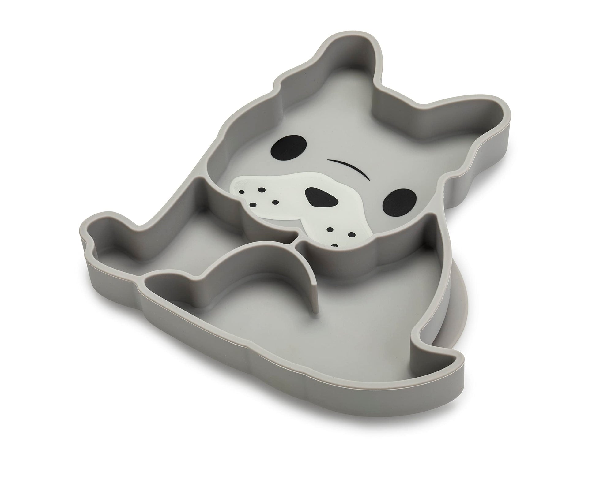 Melii Divided Silicone Suction Plate - 100% Silicone, For Baby + Toddlers - Bpa Free, Dishwasher & Microwave Safe (Bulldog)