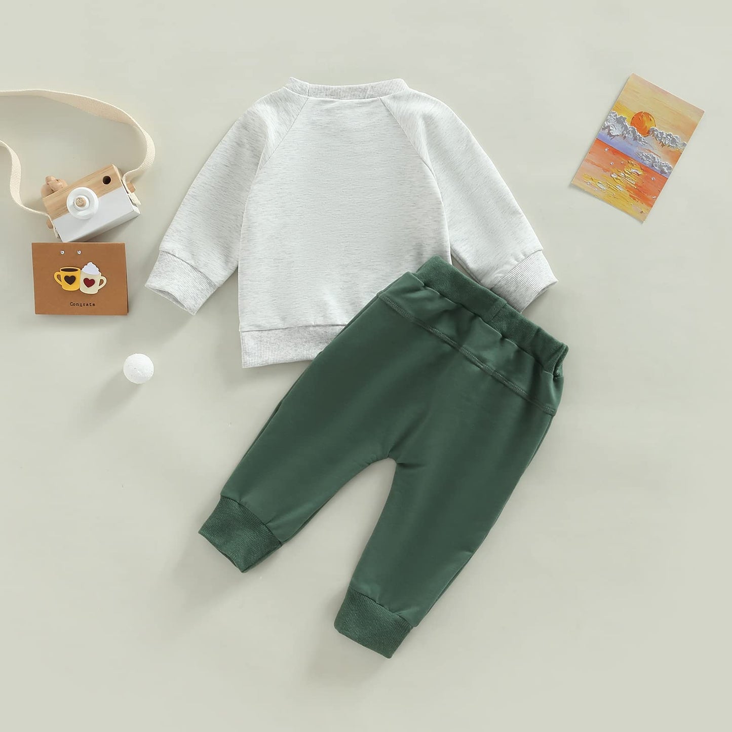 Toddler Baby Boy Clothes Set Solid Color Long Sleeve Crewneck Sweatshirt Top Casual Pants Set 2Pcs Fall Winter Outfits (Gray Gre