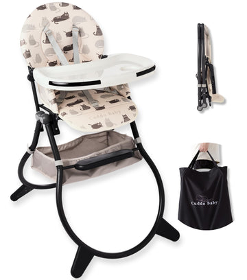 Cuddobaby Purrfect High Chair For Babies & Toddlers, Foldable Highchair With Weld-In-One Stable Base, 5-Point Harness, Large Adj