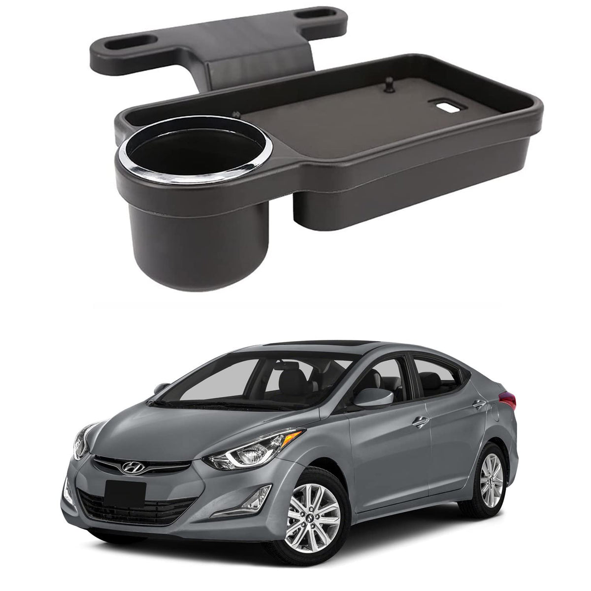 Oshotto (FT04) Foldable Car Auto Headrest Rear Back Seat Table Drink Food Cup Tray Holder Compatible with Hyundai Elantra  Bla