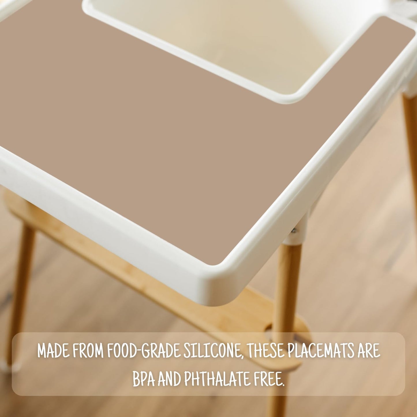 High Chair Placemat For Ikea Antilop Baby High Chair, 2 Packs Stain Resistant Non-Slip Toddler Silicone High Chair Place Mats Ea